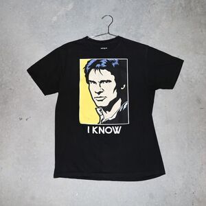 Star Wars Hans Solo Black Short Sleeve Crew Neck Graphic Print Tshirt Size Small